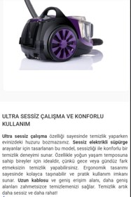 Resim Arnica Turbo Fırçalı Halı Döver Başlık Tesla Premium Toz Torbasız Sessiz Elektrikli Süpürge Mor 