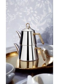 Resim Viola Orta Boy Piramit Gold Paslanmaz Çelik Çaydanlık ALtın 