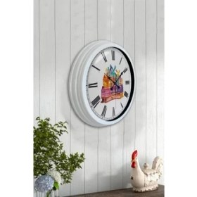 Resim Bahat Tedarik Salon Ofis Duvar Saati Beyaz Alüminyum Metal Çerçeve 40 cm 