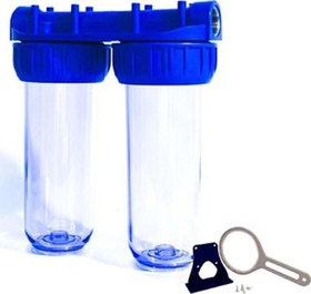 Resim 10'' Dublex(Çiftli) Tesisat Tipi Su Arıtma Filtre Kabı 1'' (1 Parmak) 