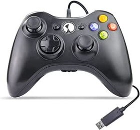 Resim Luklihe 360 Controller, for Xbox 360 Wired Controlle Joystick with Improved Dual Vibration and Ergonomic Design for 360 Slim PC Windows 7/8/10(Black) 