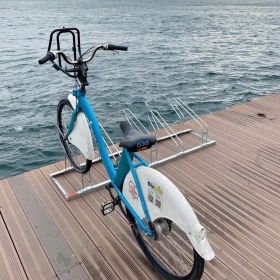 Resim İleri Trafik Bisiklet Park Yeri Beşli Galvaniz EKO, Park Demiri 175 x 40 cm 