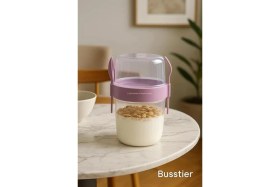 Resim CetKing Müsli ve Granola Kapsülü, 1100 ml Sızdırmaz Yoğurt Kabı, Take And Go Kaşıklı Granola Kabı, Pratik ve Taşınabilir Tasarım (Pembe) 