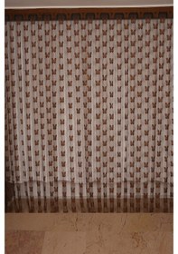 Resim Kelebek Model Acı Kahve Renk Ip Perde Hazır Düğmeleri Dikilmiş I Kahverengi 