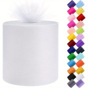 Resim 6” x 9,14 metre (182,88 metre) Tül Organza Kumaş Rulosu – DIY Tutu Etek, Bebek Duşu Dekorasyonu, Düğün Arka Planı ve Doğum Günü Parti Malzemeleri İçin – Beyaz 