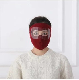 Resim Motosiklet Bisiklet Ve Kayak İçin Uygun Maske Göz Ve Yüz Rüzgar Korumalı Termal Polar Maske Kırmızı Siyah 