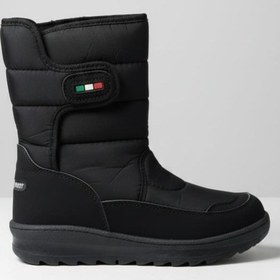 Resim Su Geçirmez Kaymaz Taban İçi Kürklü Uzun Bot Erkek Ve Kızlar İçin Kar Botu Siyah 