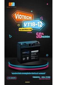 Resim VİOTECH Vt18-12 12v 18ah Tam Bakımsız Kuru Akü, Online Ups Aküsü 