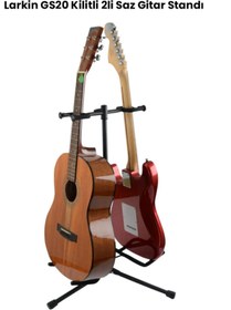 Resim Larkin GS20 Kilitli Çoklu 2li (İkili) Ukulele Saz Akustik Klasik Elektro Gitar Standı Sehpası 