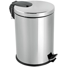 Resim Efor Paslanmaz 430 Krom Metal İç Kovalı Pedallı Ofis Banyo Mutfak Çöp Kutusu Kovası 30 L 