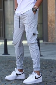Resim Madmext Boyalı Gri Kargo Cep Erkek Jogger Pantolon 5461 