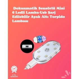 Resim Kolay Montajlı, Çok Renkli USB Şarjlı Kablosuz Araç Içi Işık Seti 