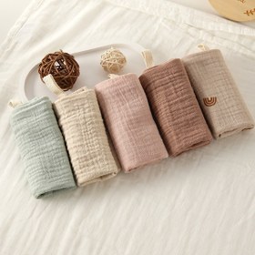 Resim 5'li Paket Bebek Yumuşak 4 Katmanlı Kare Yüz Havluları - Ultra Emici ve Hızlı Kuruyan, Hipoalerjenik Çok Renkli Besleme, Banyo, Eller için Havlular - Asma Halkalı Kompakt & Taşınabilir, Dekoratif Bebek Aksesuarları | Yüksek Kaliteli Bebek Bakımı, Bebek Havluları 