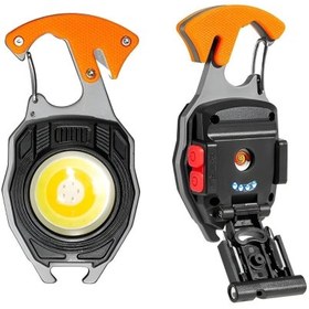 Resim Çok Fonksiyonlu Mini Led Lamba Anahtarlık Ve Çakmak Usb Şarjlı Kamp İçin Taşınabilir 7 Modlu 