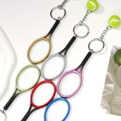 Resim 1 Pc Mini Tenis ve Raket Şanslı Anahtarlık Tenis Severler Hediyeleri için 