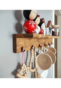 Resim Terek Kahve Köşesi Askılı Ceviz Rengi 70 Cm Ahşap 