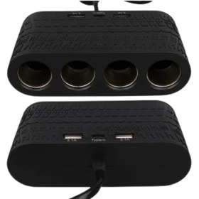 Resim Alvo Store Buğz Araçlar Için 4’lü Çakmak Çoklayıcı Type C USB ve Koruma Sistemli 