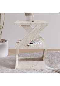 Resim Albeni Yan Sehpa Ahşap Siyah - Bej Bej 