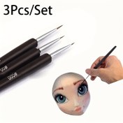 Resim 3 adet Sentetik Kıl Boya Fırçası Seti, İnce Detaylandırma, Ergonomik Rattail Sap, Sanatçılar için, 14 yaş ve üzeri 