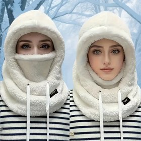 Resim Kadın Kışlık Peluş Yüz Maskesi Şapka - Hafif Sıcak Soğuk Hava Önleyici Kayak & Bisiklet Şapkası, Elastik İpli Kapatma, Yumuşak Peluş Kulak & Boyun Koruması, Düz Renk Outdoor Sporları, Müzik Festivalleri, Sevgililer Günü Hediyeleri İçin (4 Boyutta Mevcuttur) 