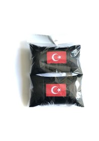 Resim Türk Bayrağı Araçla Uyumlu Ikili Deri Oto Boyun Yastığı 