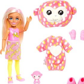 Resim Barbie Cutie Reveal Bebekler Chelsea Tropikal Orman Serisi Maymun HKR14 