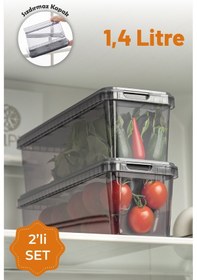 Resim Vienev Block Sızdırmaz 1.4 L Saklama Kabı Antrasit 2'li Antrasit 