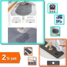 Resim Hereveoyuncak Sihirli Su Emici Kaydırmaz Banyo Paspası + Su Emici Mutfak Musluk Matı - 2li Set P4Q8J3 
