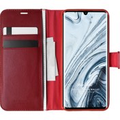 Resim Xiaomi Mi Note 10 Kılıf Delux Leather Wallet Kırmızı Microsonic