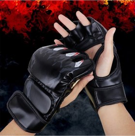 Resim Geeroyoo Erkek Kadın Çocuk Ufc Muay Thai Mma Antrenman Sandık İçin Profesyonel Yarı Parmaklı Siyah Kaplan Pençesi Boks Eldiveni Siyah 