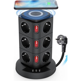 Resim Fillikutum Akıllı Priz Magsafe Özellikli Akıllı Priz 12xpriz 1xusb 2xtype-c 2.4 Amper Wireless Kablolu Priz 
