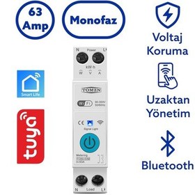 Resim Tomzn WiFi Özellikli Akıllı Sigorta Dahili Enerji Ölçerli Zaman Rölesi 63A 