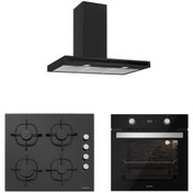 Resim Silverline Siyah Cam Ankastre Set (3173 Quadro 60+cs5335b02+bo6504b01) 