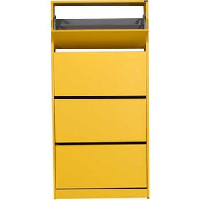 Resim Adore Mobilya Flat Duo 4 Katlı Geniş Ayakkabılık Dolabı - Hardal 