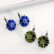 Resim 1 Çift Vintage Boho 14K Altın Kaplama Bakır Çiçek Şeklinde Yuvarlak Küpeler, Sentetik Zirkonya Mozaik, Günlük Olay Hediyesi 