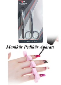 Resim Vi Caro 3lü Set 5li Manikür Pedikür Aparatı 1 Adet Ucu Kıvrık Makas Kaş Burun Tırnak Eti Makası Cımbız 