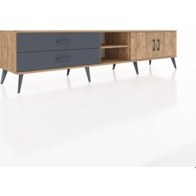 Resim Hyperion Tv Ünitesi 2 Raflı 2 Çekmeceli 2 Kapaklı 220x44x51 Çam-çam/antrasit Atlas Çam/antrasıt - Atlas Çam 