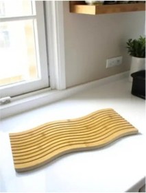 Resim Dalgalı Çift Taraf Tasarımlı Ahşap Sunum Tepsisi Çok Renkli 