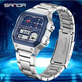 Resim Fochsia Sanda Lüks Erkek Spor Elektronik Saati Çift Ekran Termometreli 6257s Gümüş Mavi Diğer 