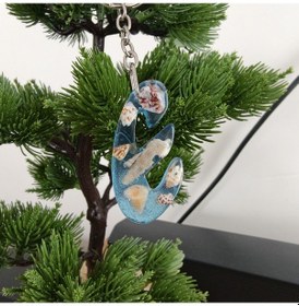 Resim Reçine Harf Anahtarlık E 1- Orjinal Deniz Kabuğu Ve Mavi Deniz Esintisi 63589202 