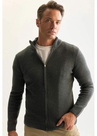 Resim DeFacto Standart Fit Normal Kesim Yarım Balıkçı Yaka Fermuarlı Waffle Hırka R1195AZNSAR4 