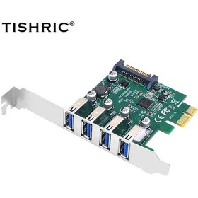 Resim Chuangyinshop Tıshrıc Pcıe 1x 4 Usb 3.2 Yeşil Genişletme Kartı D720201 Windows Destek 