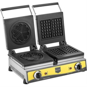 Resim moontime alaçatı Çiftli Kare ve Çiçek Desenli Waffle Makinası, Elektrikli, 16 cm çap 