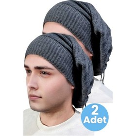 Resim Uniquetrenders 2'li Erkek Kışlık Triko Örgü Bere Ve Boyunluk Füme-füme Füme 