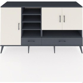 Resim Hyperion Konsol 8 Raflı 2 Çekmeceli 3 Kapaklı 176x44x99 Antrasit- Antrasit-aytaşı/antrasit 