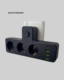 Resim Ev Ve Ofis İçin Akıllı Çoklu Priz 7 Girişli 