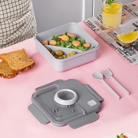 Resim Porsima L-00927 Kendinden Kaşık Çatallı Beslenme Çantası - Taşınabilir Lunch Box - Sefer Tası 1250 Ml 
