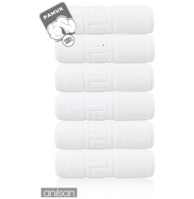 Resim 6'lı Greek El Havlusu - 50x90 Cm, 225 Gr, %100 Pamuk, Spa Ve Otel Havlusu, Günlük Kullanıma Uygun Beyaz 