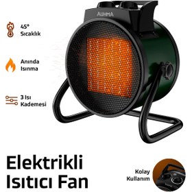 Resim auhma AT1H Elektrikli Isıtıcı Fan Yeşil | 3000W Hızlı Isınma, 3 Kademeli Ayar, Sessiz PTC Isıtma Tek 