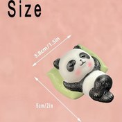 Resim 1 Adet Sevimli Uyuyan Panda Heykeli - Reçine Araç Gösterge Paneli Dekoru, Yeşil Yaprak Desenli Siyah Beyaz Panda, Araç İçi Süsleme İçin Mükemmel | Uyuyan Figür | Pürüzsüz Yüzey 